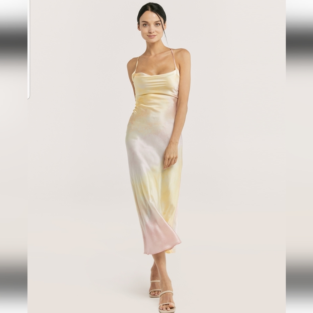 90s Forever Cowl Neck Maxi Silk Slip Dress (Sugar Pastel) - Silk Maison